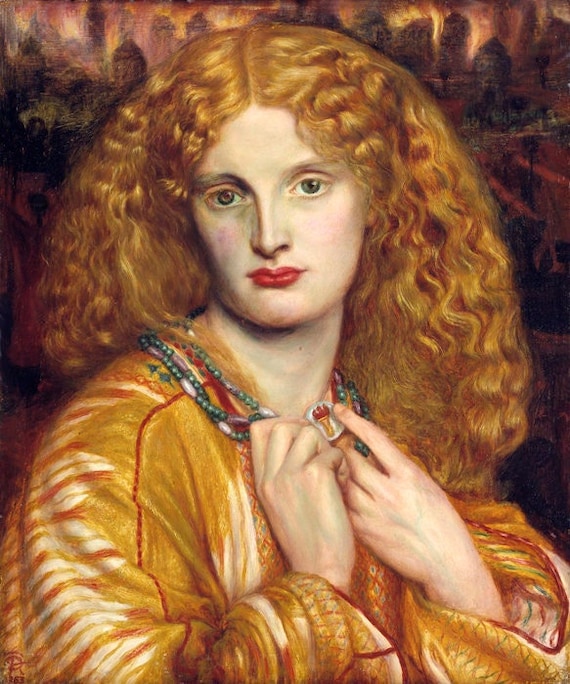 Helen of Troy Portrait Red Hair Woman 1863 Painting by Dante G