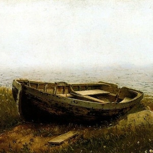The Adandoned Skiff 1850 Painting By Frederic Edwin Church Boat Repro