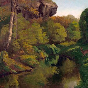 Vista del bosque de Fontainebleau, pintura de Gustave Courbet, 1855