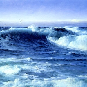 A Summer Morning Reatless Sea Waves Seascape Painting By David James Repro
