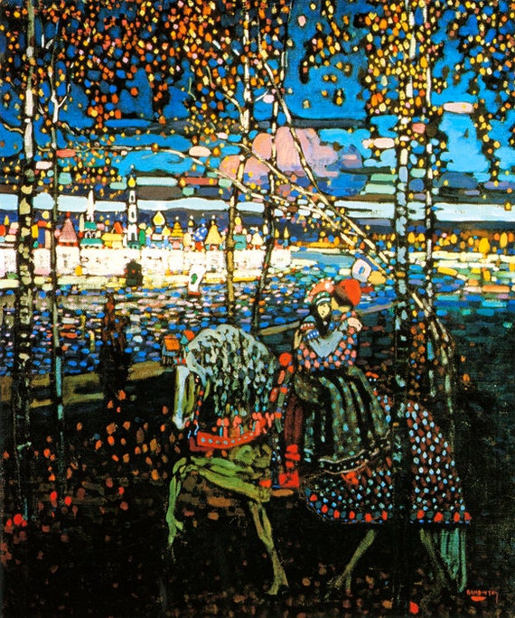 【はこぽす対応商品】 Riding by Painting Romantic 1907 Horseback Horse Couple アートワーク・ポスター