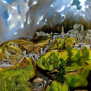 View Of Toledo Spanish City 1597 Spain Landscape Painting By El Greco Repro