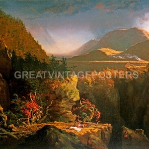 The Last Of The Mohicans Landscape With Figures Painting By Thomas Cole Repro