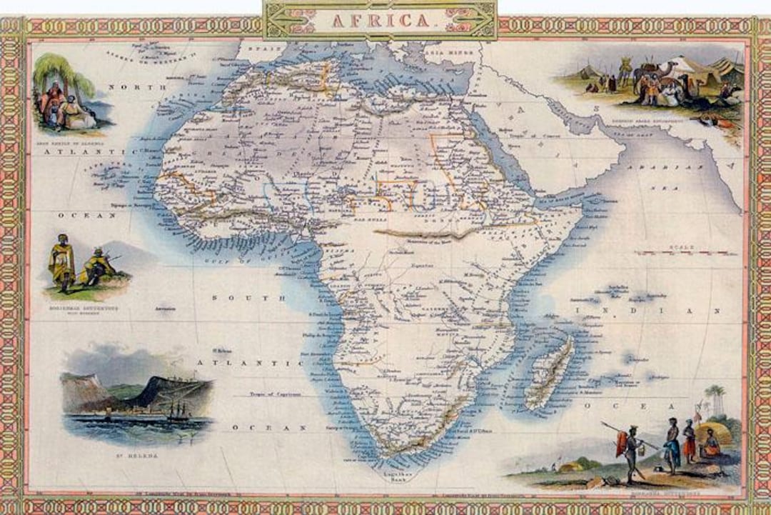 1800'S Map Africa Africans Indigenous Ethnic Groups People Vintage ...