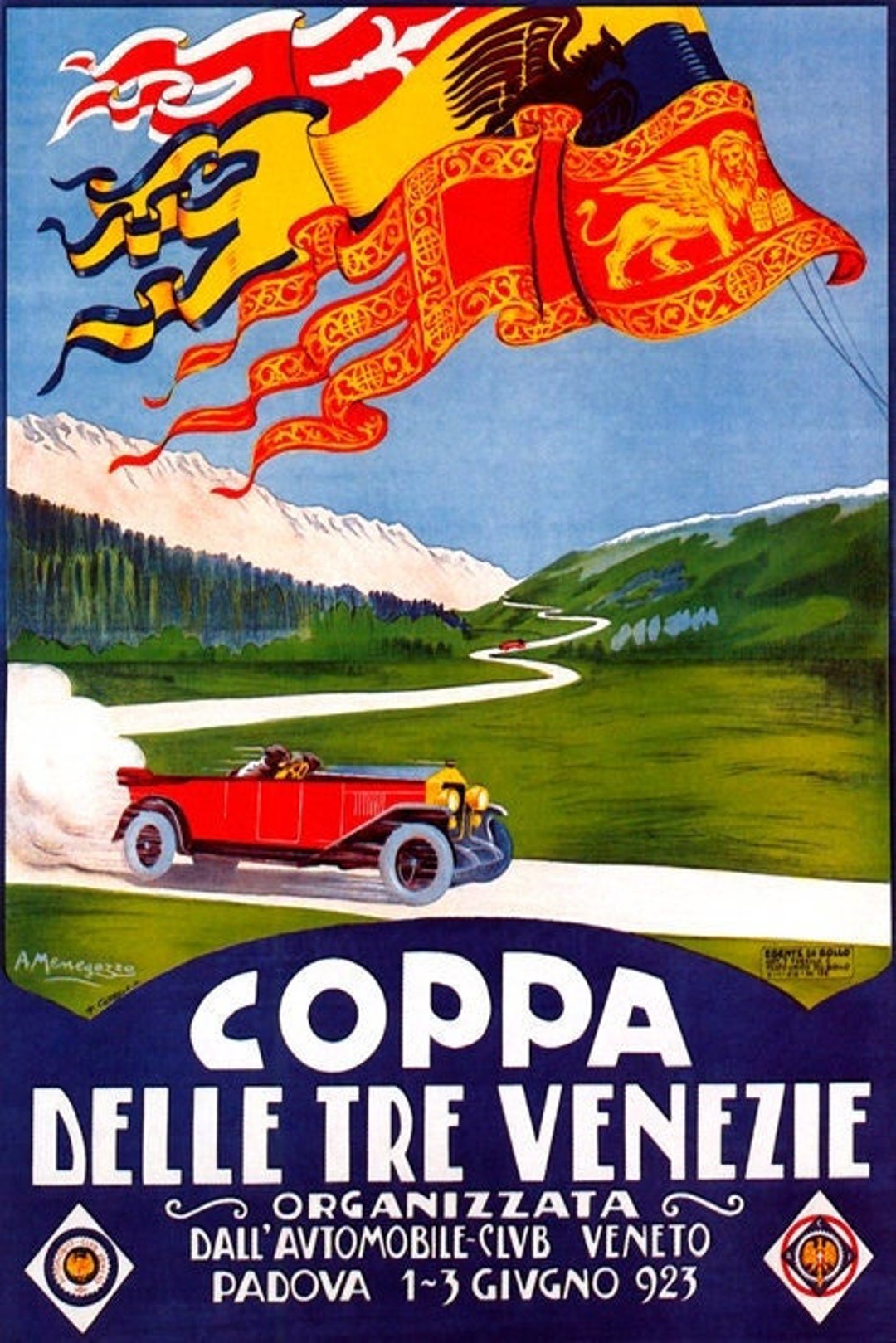 1923 Coppa Delle Tre Venezie Car Racing Race Padova Italy Vintage Poster  Repro - Etsy, image size:1080x1619