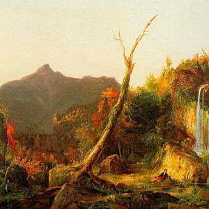 Paisaje otoñal, cascada americana del monte Chocorua, pintura de Thomas Cole, reproducción