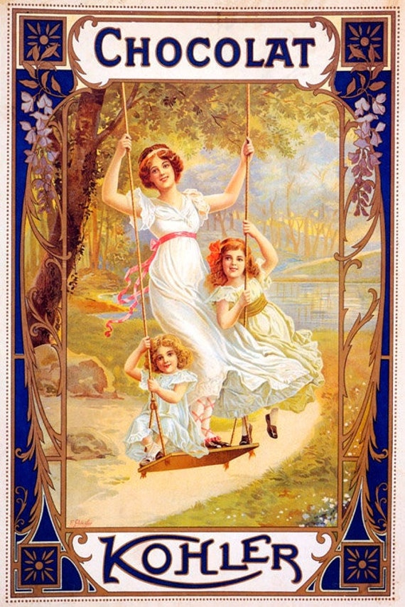 Chocolat Kohler Happy Children on Swing Swiss Chocolate Vintage