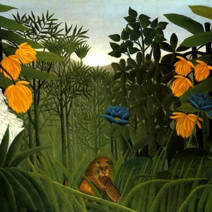 The Repast Of The Lion Jungle Meal French Painting By Henri Rousseau Repro