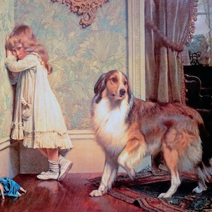 A Special Pleader Sad Girl Friend Dog Painting By Charles Burton Barber Repro