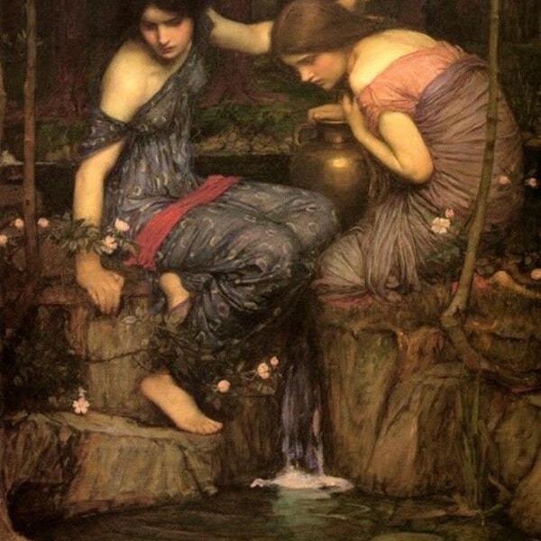 Girls Ladies Nymphs Finding The Head Of Orpheus Painting By J W Waterhouse Repro