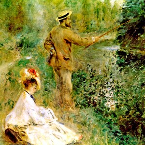 The Fisherman Angler Summer River 1874 Impressionist Painting By Renoir Repro