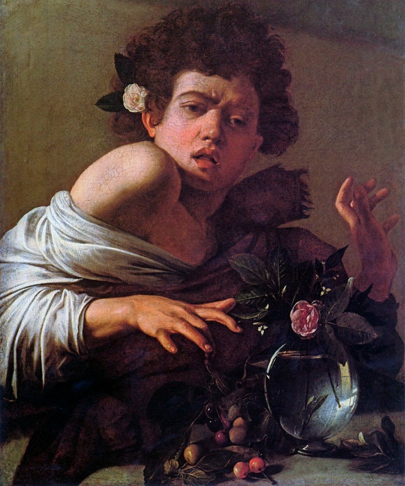 Boy Bitten by A Lizard Italian Baroque 1593 Painting by