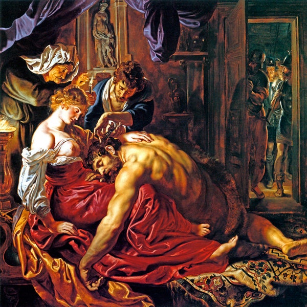 Samson And Delilah Haircut Jewish Hero Pagan Love Painting By Rubens Repro