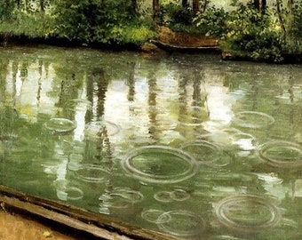 La pluie d'Yerres Paris Park Raindrop 1875 Peinture de Gustave Caillebotte Repro