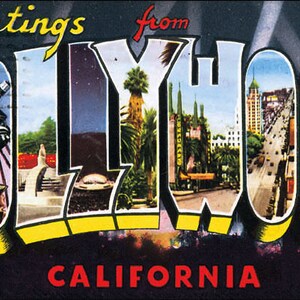 Greetings From Hollywood Cinema California Usa Travel Vintage Poster Repro