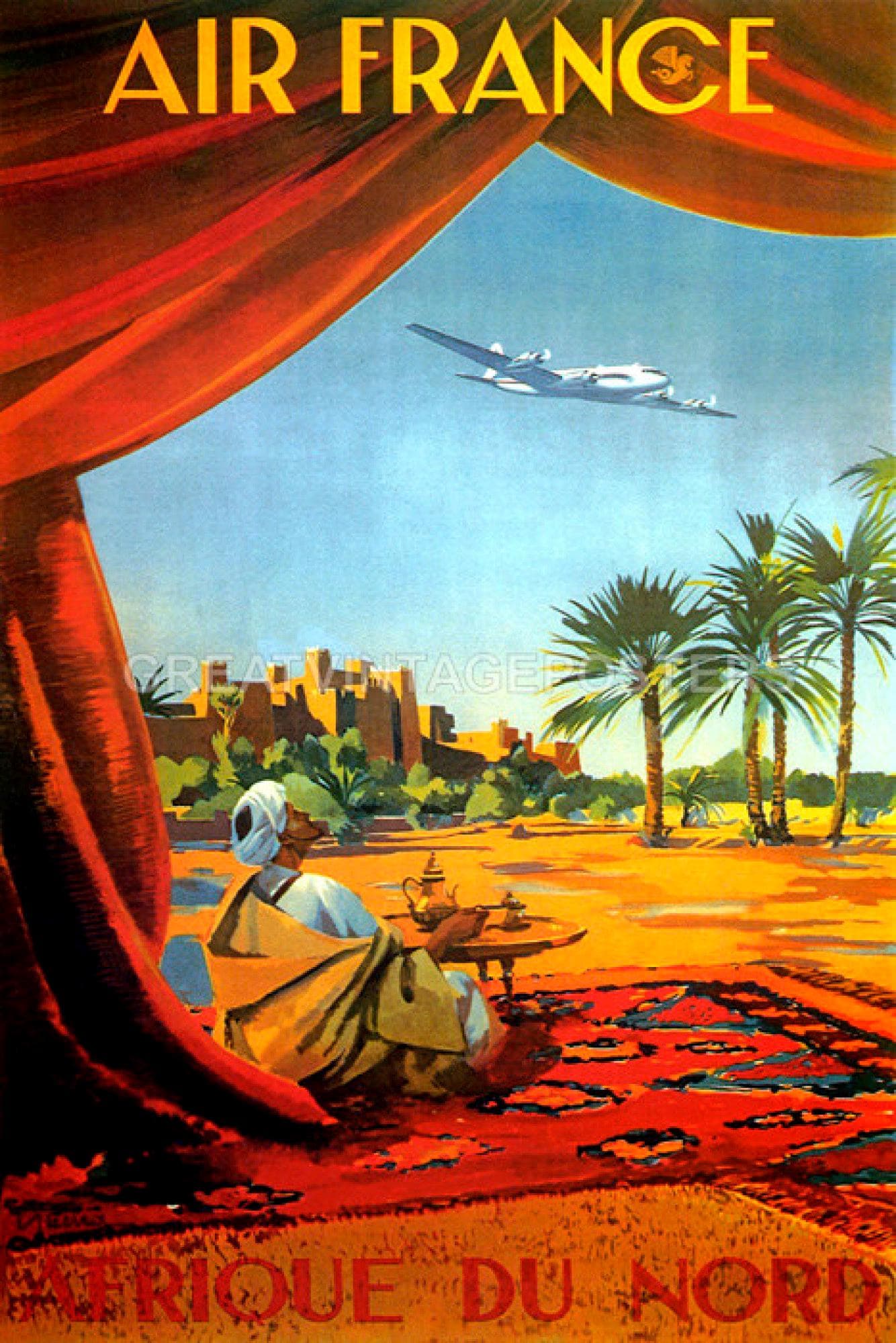 Afrique Du Nord France Africa Desert Arab Airplane Travel Vintage