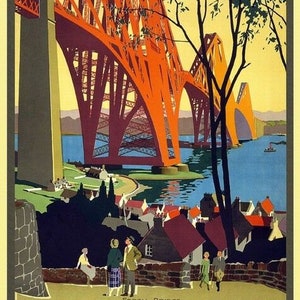 London City England Scotland Forth Bridge Tourism Travel Vintage Poster Repro