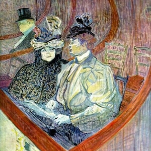 Women In A Box At The Theater Man Top Hat Paris 1896 Painting By Lautrec Repro