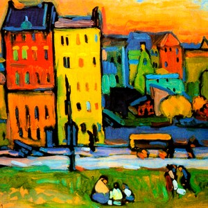 Houses In Munich Germany 1908 Painting By Wassily Kandinsky Repro
