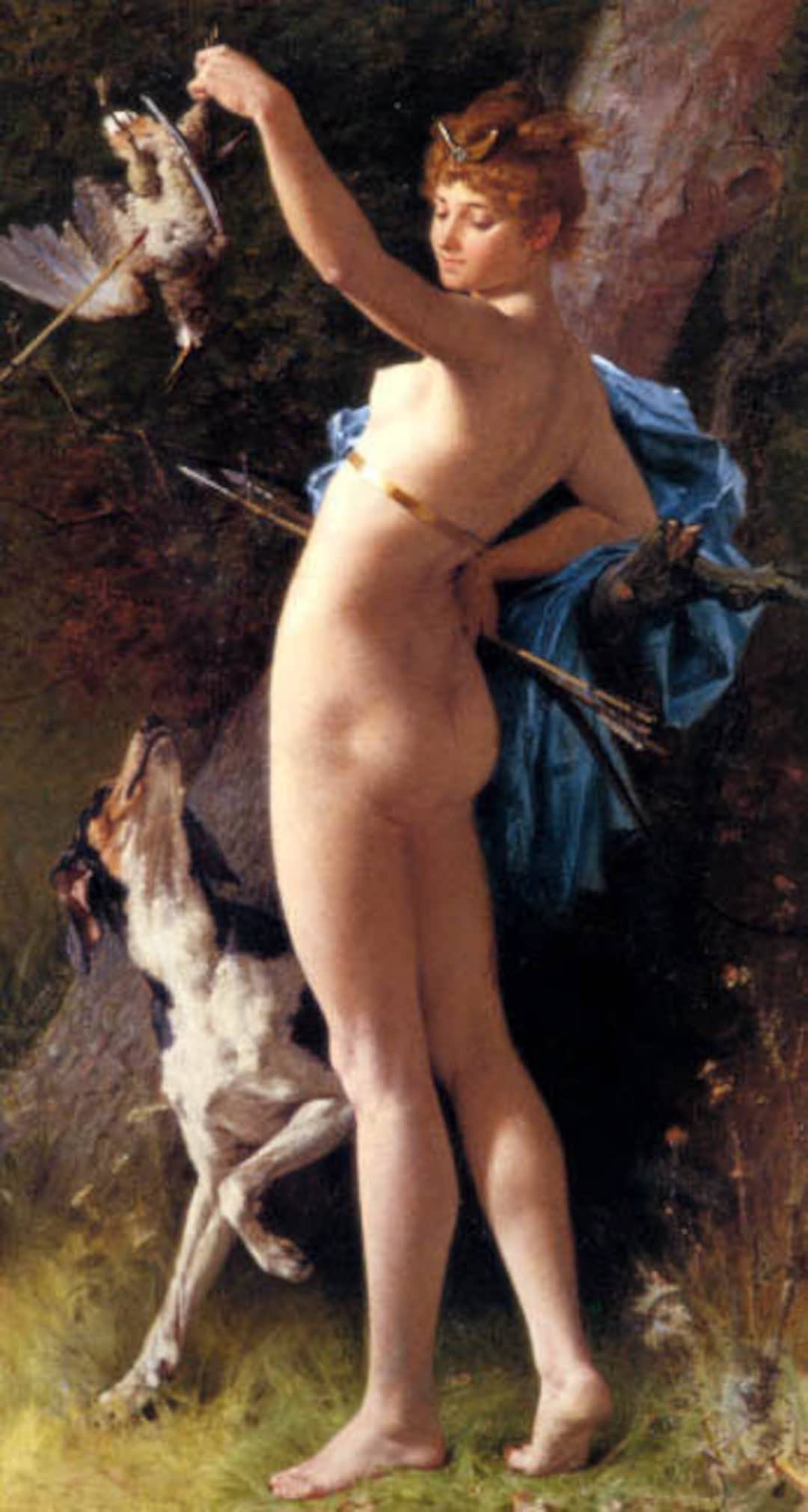 Nude Girl Diana the Huntress Mithology Painting by C