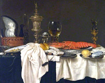 Still Life With A Lobster Golden Age 1654 Painting By Willem Claesz Heda Repro