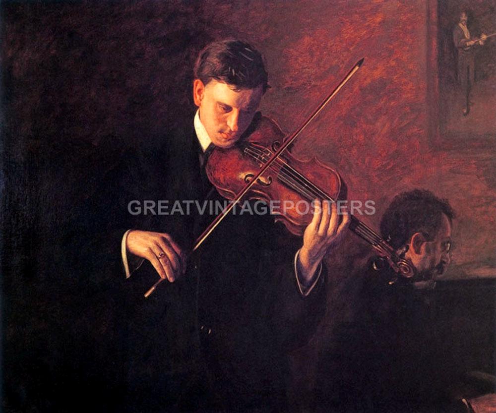 Music the Violinist Violin Man 1904 Painting by American Thomas