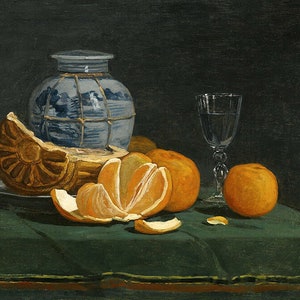 Still Life With An Opened Orange French Painting By Eugene Boudin Repro