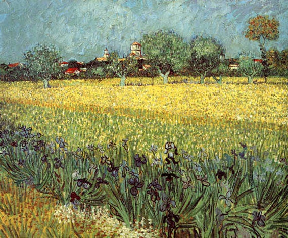 View of Arles With Irises in the Foreground Painting by Vincent Van Gogh  Repro 