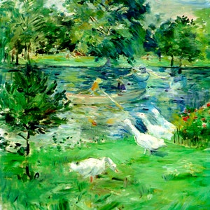 Girl In A Boat With Geese 1889 French Painting By Berthe Morisot Repro