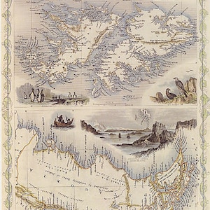 1800&#39;S Map Argentina Falkland Islands And Patagonia Repro Poster