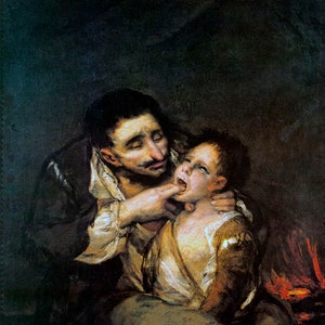 Diphtheria 1802 Epidemic Doctor Child Medicine Painting By Francisco Goya Repro