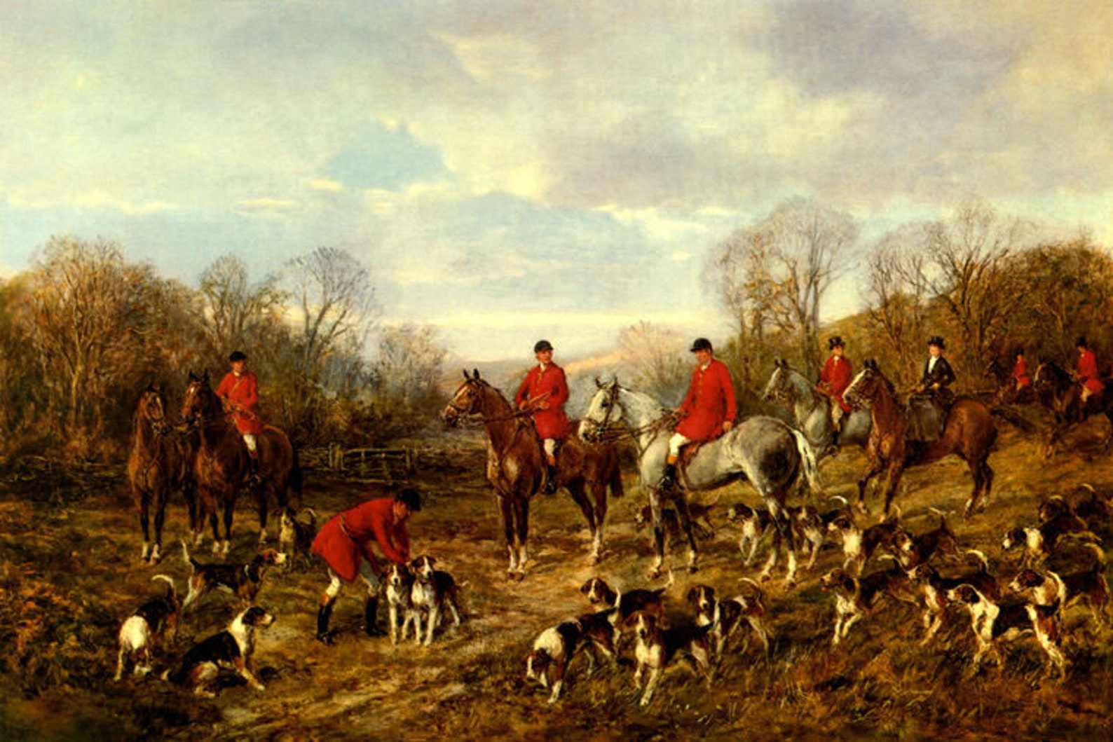 Otoño encuentro cazadores perro caballo británico pintura de | Etsy