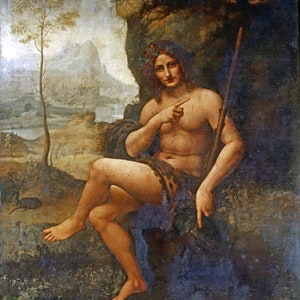 Saint John Also Called Bacchus Italian Painting - Leonardo Da Vinci Repro Giclee