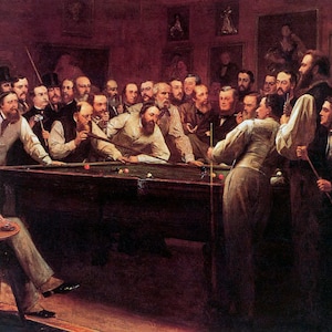 The Billiard Room Pool Table 1869 Art Painting By Henry O&#39;neil Reproduction