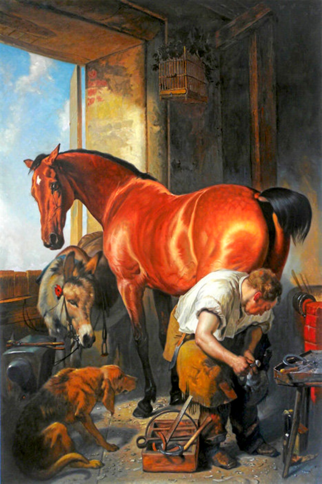 Shoeing Horse Farrier Horseshoes Hoof Painting by Edwin Landseer Repro Etsy
