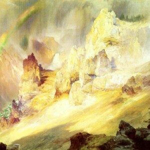 Rainbow Over Grand Canyon Yellowstone American Painting By Thomas Moran Repro