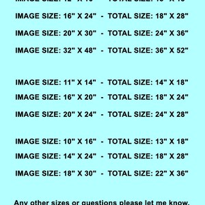a blue poster with a large number of measurements