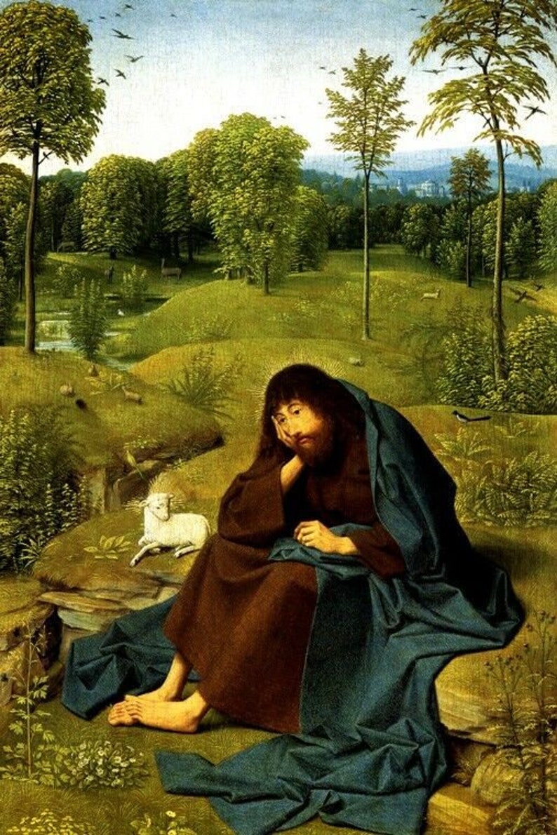 Saint John Baptist In The Wilderness Biblical Painting By Geertgen Jans Repro