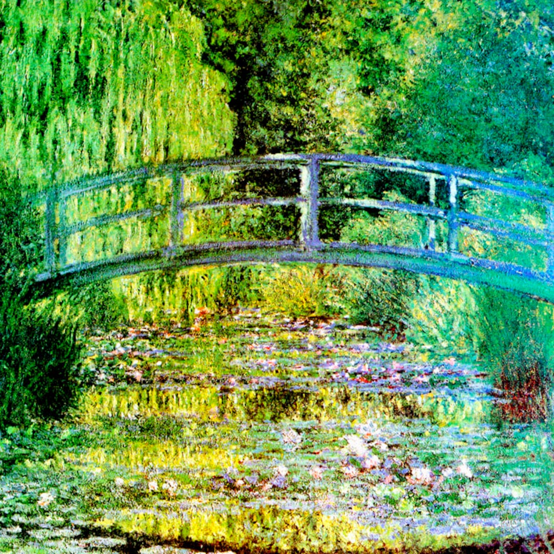 クロード・モネ、「The Water Lily Pond-Harmony in The Water Lily Pond Harmony In Green 1899 Garden Painting By