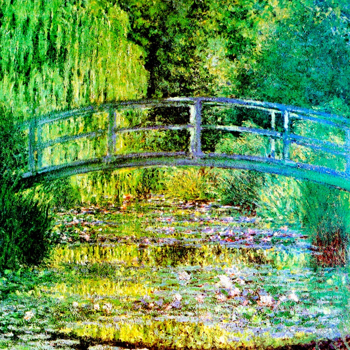 クロード・モネ、「The Water Lily Pond-Harmony in The Water Lily Pond Harmony In Green 1899 Garden Painting By