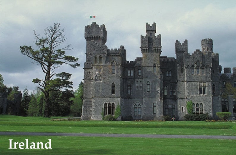 ASHFORD CASTLE MEDIEVAL GALWAY IRELAND IRISH LUXURY HOTEL TRAVEL POSTER REPRO ASHFORD CASTLE MEDIEVAL GALWAY IRELAND IRISH LUXURY HOTEL TRAVEL POSTER REPRO