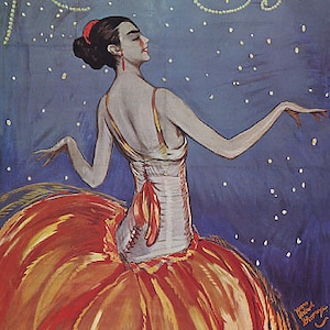 Reveillon Corset New Year&#39;s Eve Dress Confetti Party French Vintage Poster Repro