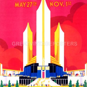 Chicago Illinois World&#39;s Fair 1933 A Century Of Progress Vintage Poster Repro