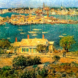 Gloucester Harbor Massachusetts Impressionist Painting By Childe Hassam Repro