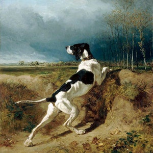 Hunting Hound Pointing Dog Painting By Constant Troyon Repro