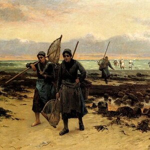 Return Of The Shrimp Fishers 1881 Fisherwomen Sea Painting By Henry Mosler Repro
