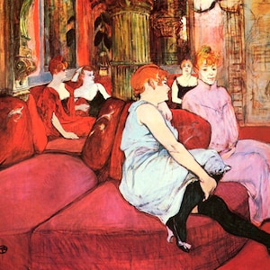 En el salón de la calle Des Moulins, burdel, mujeres francesas, de Toulouse Lautrec, reproducción