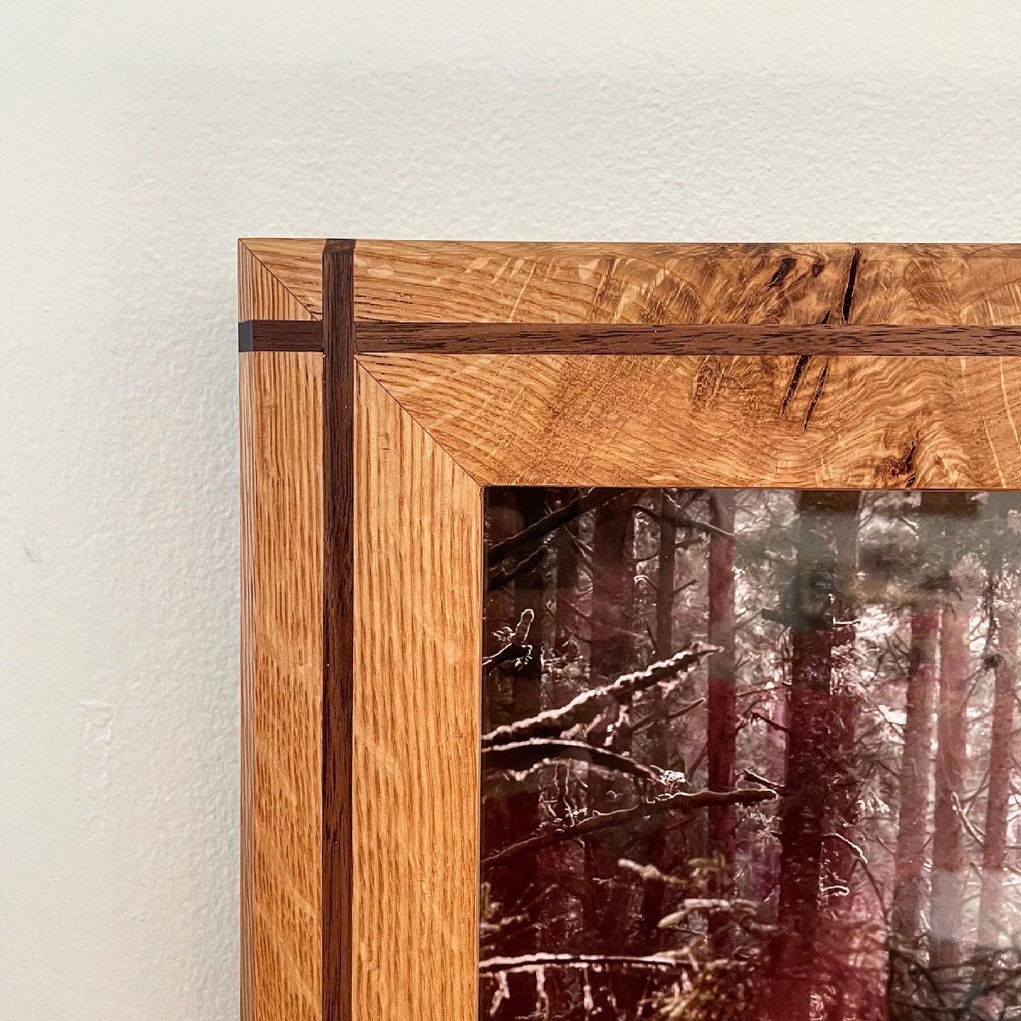 Solid Wood Quarter Sawn White Oak Frame with Walnut Inlay Etsy