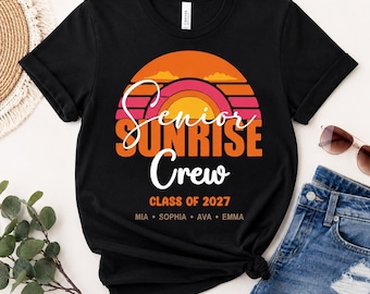 Personalisierte PNG-Datei mit dem Aufdruck „Sunrise“ für Absolventen, T-Shirt mit individuellem Namen für den Abschlussjahrgang 2027, Design für die Namen der Sunrise-Crew, T-Shirt-Idee für die Abschlussgruppe