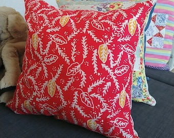 Batik Pillow Cover, Pillow Case, Java Indonesia, Batik hand stamp, Red Leaves Pillow Cover, Home Interior, Indoor Accessories Decor